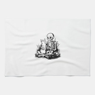Paño De Cocina Funny Skeleton Cat Skull Kitty Cute Cat Goth Hallo