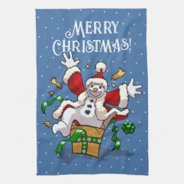 Paño De Cocina Funny Snowman Merry Christmas Surprise Cartoon