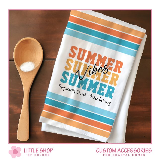Paño De Cocina Funny Summer Vibes Tropical Stripes Customizable (Subido por el creador)