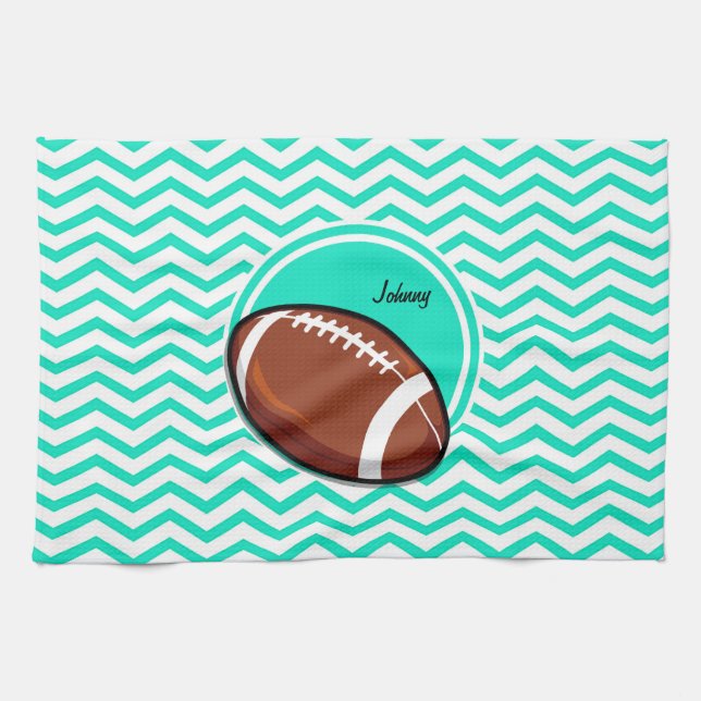 Paño De Cocina Fútbol; Aqua Green Chevron (Horizontal)