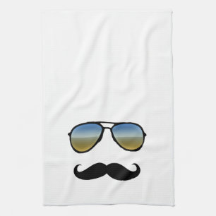 Paño De Cocina Gafas de sol retras divertidas con el bigote