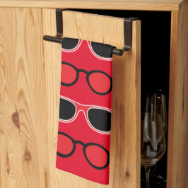 Paño De Cocina Gafas de sol rojas y negras Patrón