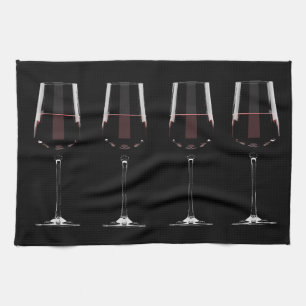 Paño De Cocina Gafas de vino con vino tinto en negro
