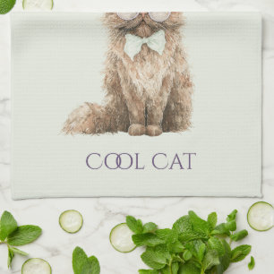 Paño De Cocina Gafas Mint Purple Brown Cool Cat  