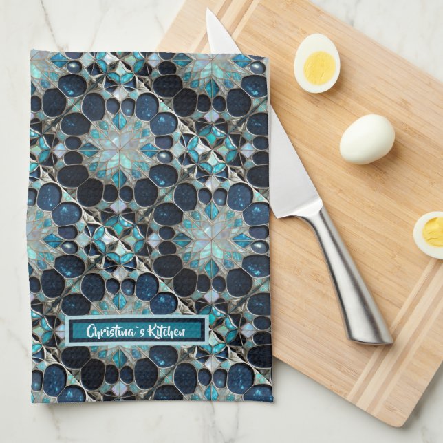 Paño De Cocina Galaxy pearl snowflakes inspirado nombre personali (Doblado Cuarto)