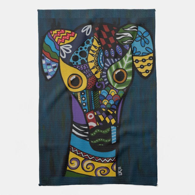 Paño De Cocina Galgo - jubilado compitiendo con rescate del galgo (Vertical)