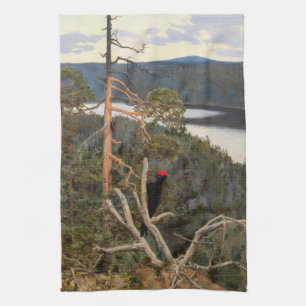 Paño De Cocina Gallen-Kallela - Grandioso pájaro carpintero negro