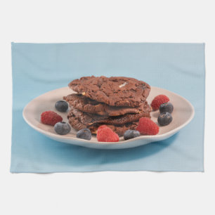 Paño De Cocina Galletas De Chocolate Con Bayas Foto De Comida