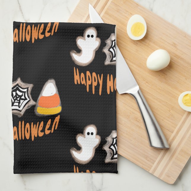 Paño De Cocina Galletas de Halloween Panadero Hornear  Caramelo   (Doblado Cuarto)