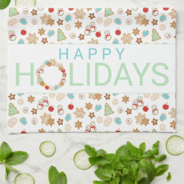Paño De Cocina Galletas de Navidad con diseños Felices Fiestas