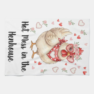 Paño De Cocina Gallina de San Valentín Desastre en el Gallinero