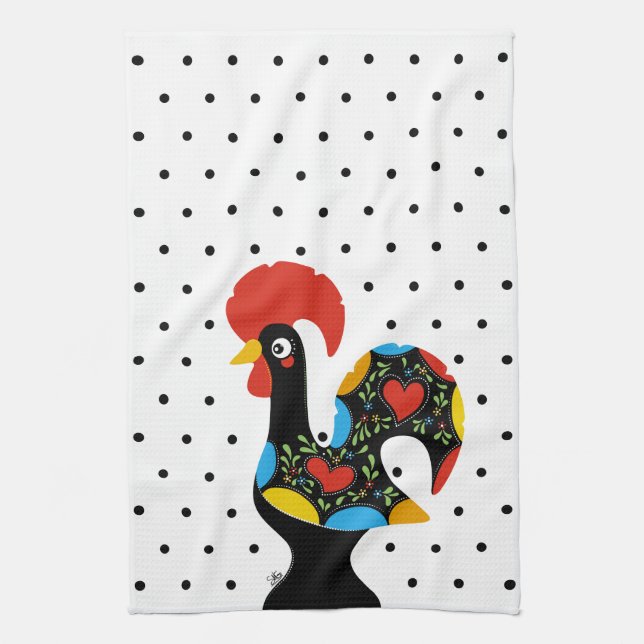 Paño De Cocina Gallo famoso de Barcelos Nr 09 - lunares (Vertical)