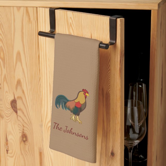 Paño De Cocina Gallo Marrón de Casa de Campo   (Pliegue de tercios)