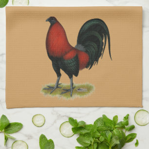Paño De Cocina Gallo Rojo Negro BB Juego Americano