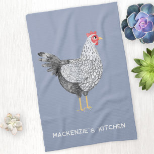 Paño De Cocina Gallo Wyandotte Acuarela Personalizada Divertida