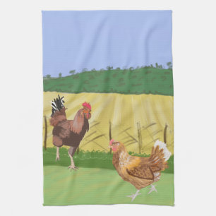 Paño De Cocina Gallo y Gallina