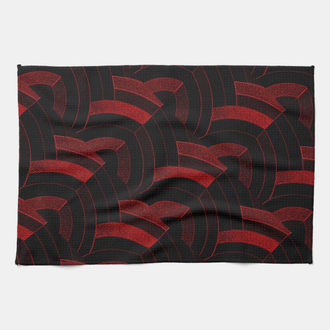 Paño De Cocina galones negros/rojos elegantes modernos (Horizontal)