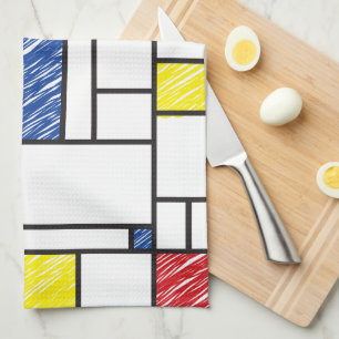 Paño De Cocina Garabatos minimalistas de Mondrian De Stijl Arte m