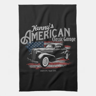 Paño De Cocina Garaje de coches clásicos americanos vintage perso