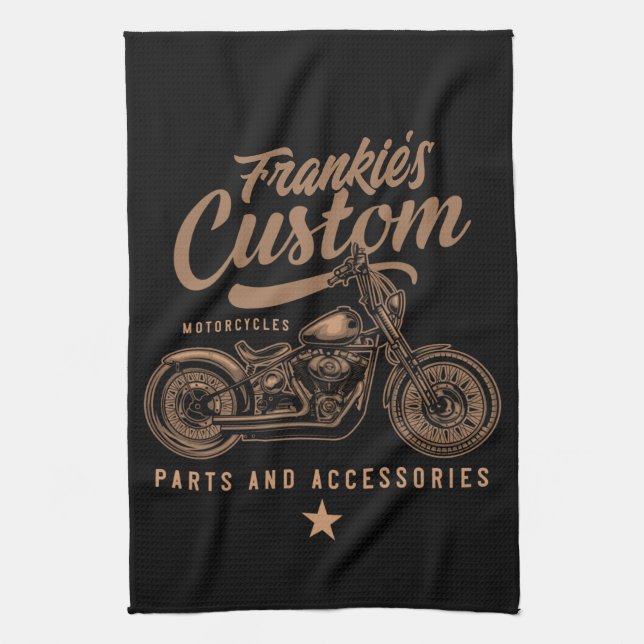 Paño De Cocina Garaje de motocicleta Bobber Personalizado de moto (Vertical)
