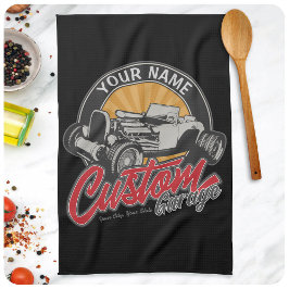 Paño De Cocina Garaje Retro Personalizado de Hot Rod Personalizad