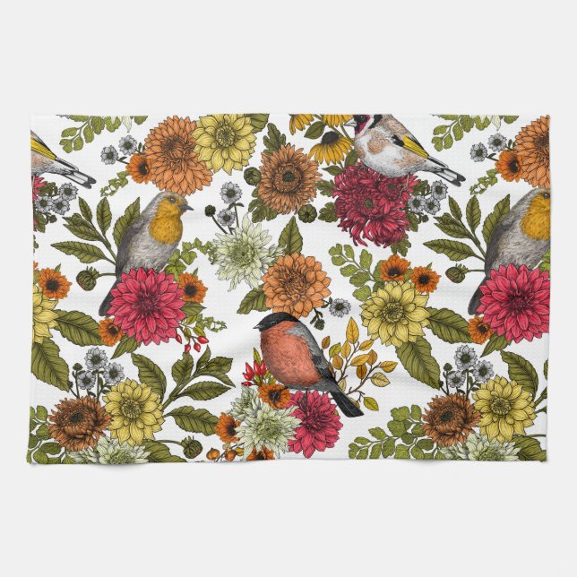 Paño De Cocina Garden birds and flowers 1 (Horizontal)