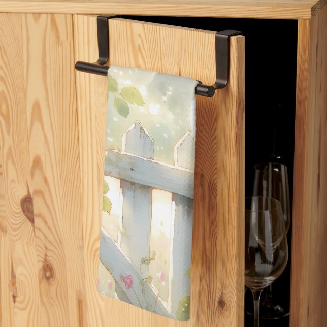 Paño De Cocina Garden Rose Bird Watercolor Scene (Pliegue de tercios)