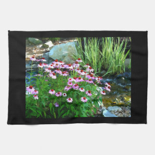 Paño De Cocina Garden Stream Digital con flores moradas