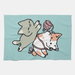Paño De Cocina Garras y Juego – Ilustración de Gato Adorable