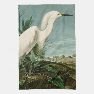 Paño De Cocina Garza Blanca de Audubon Ave Birding