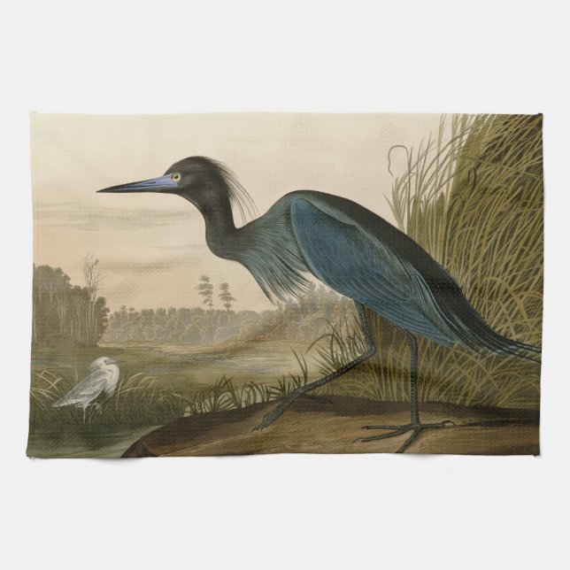 Paño De Cocina Garza Grulla Azul Impresión de Audubon Arte Coster (Horizontal)