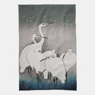 Paño De Cocina Garzas Koson en la Nieve: Japonés Vintage