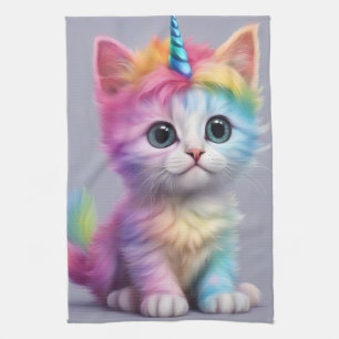 Paño De Cocina Gatito Unicornio Arcoíris