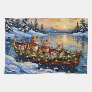 Paño De Cocina Gato Abisinio Navidad Barco Fiesta