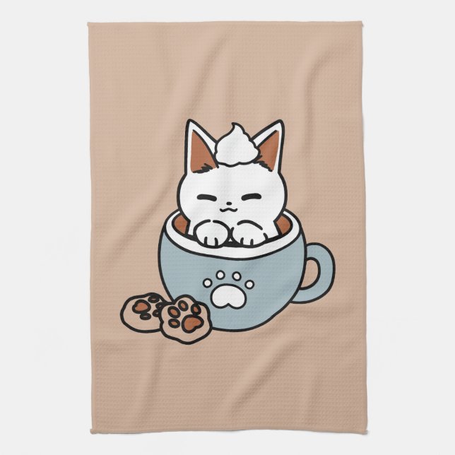 Paño De Cocina Gato adorable en diseño de vacaciones de peluche - (Vertical)