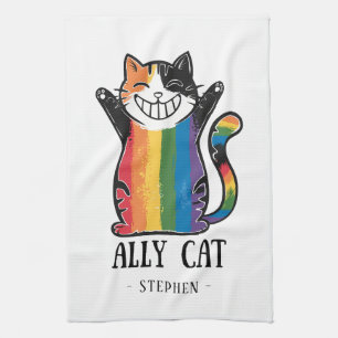 Paño De Cocina Gato aliado - Gato arcoiris Orgullo LGBTQ (2)