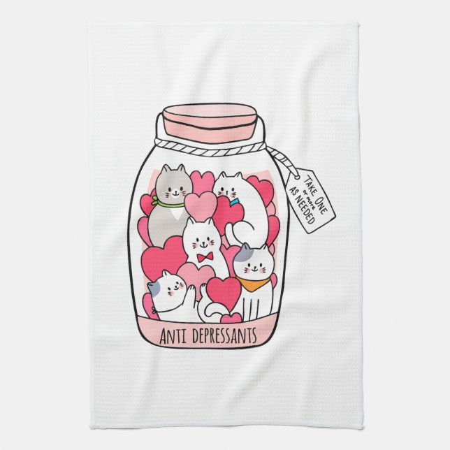 Paño De Cocina Gato antidepresivo divertido regalo para el amante (Vertical)
