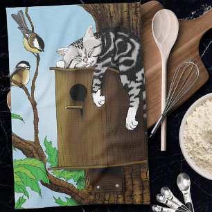 Paño De Cocina Gato atigrado lindo durmiendo en una casa para páj