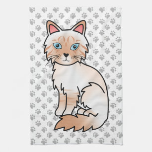 Paño De Cocina Gato atigrado rojo Birman / Ragdoll Cute Cat & Paw
