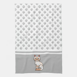 Paño De Cocina Gato atigrado rojo Birman / Ragdoll Cute Cat & Paw