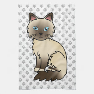Paño De Cocina Gato Birman / Ragdoll de Chocolate Point Cute Cat 
