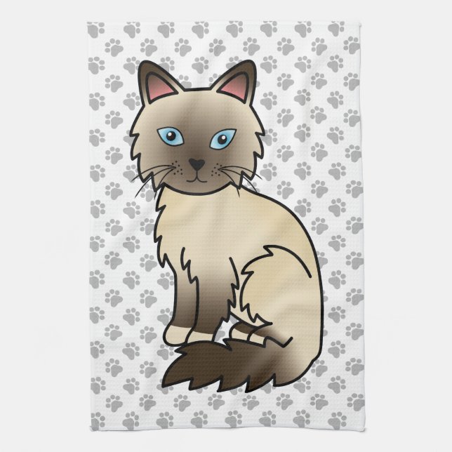 Paño De Cocina Gato Birman / Ragdoll de Chocolate Point Cute Cat  (Vertical)