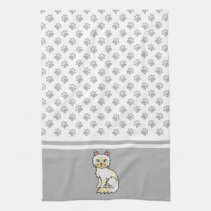 Paño De Cocina Gato Birman / Ragdoll de punto crema & patas linda