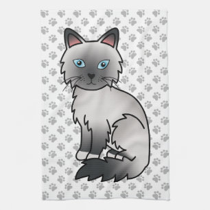 Paño De Cocina Gato Birmano / Ragdoll de punto azul & patas linda