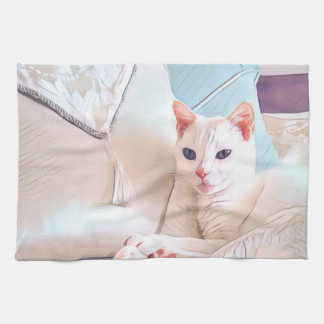Paño De Cocina Gato blanco