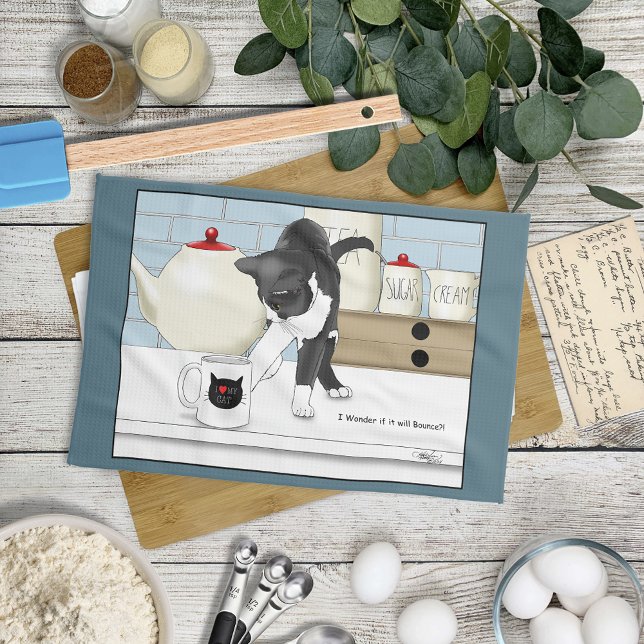 Paño De Cocina Gato blanco gris Funny Tea Mug Kitchen (Subido por el creador)