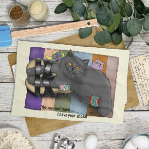 Paño De Cocina Gato British Shorthair Sandalias Listo para la Pla