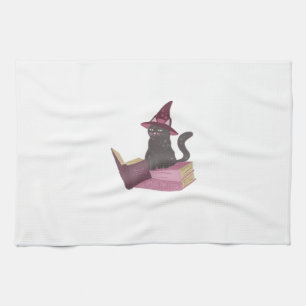 Paño De Cocina Gato Bruja Espantoso Diseño De Lectura, Booktok Te