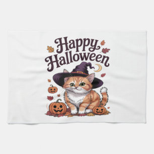Paño De Cocina Gato Calabaza Feliz Halloween