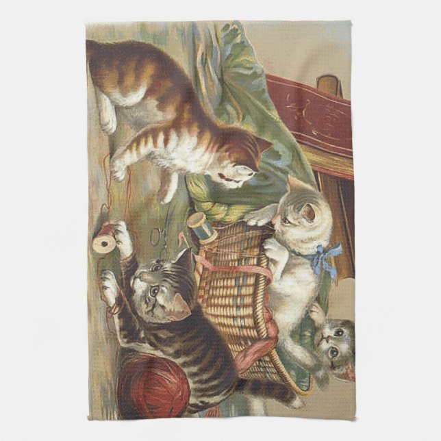 Paño De Cocina Gato curioso de la CAMISETA (Vertical)